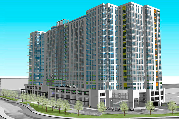 An artist's rendering of a new building in Lynnwood is shown