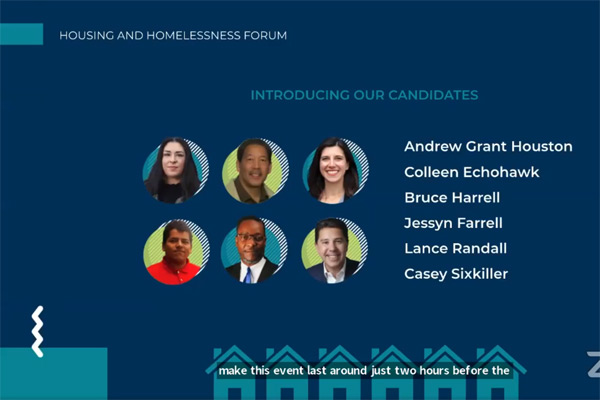 Candidates for the Mayoral Forum are shown on Zoom