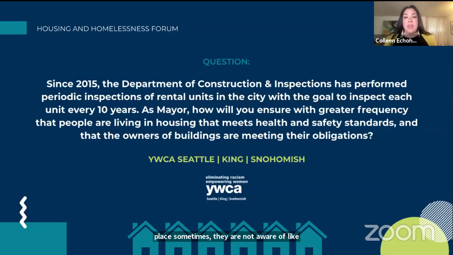 The YWCA's question is shown on Zoom