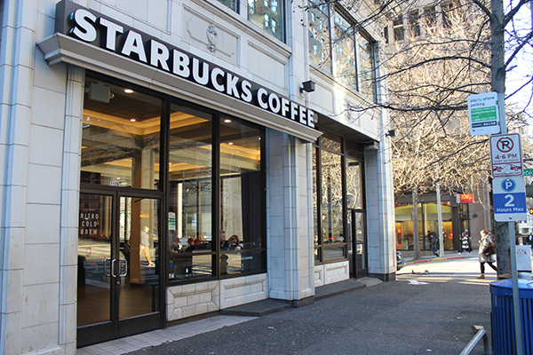 A Starbucks location is pictured