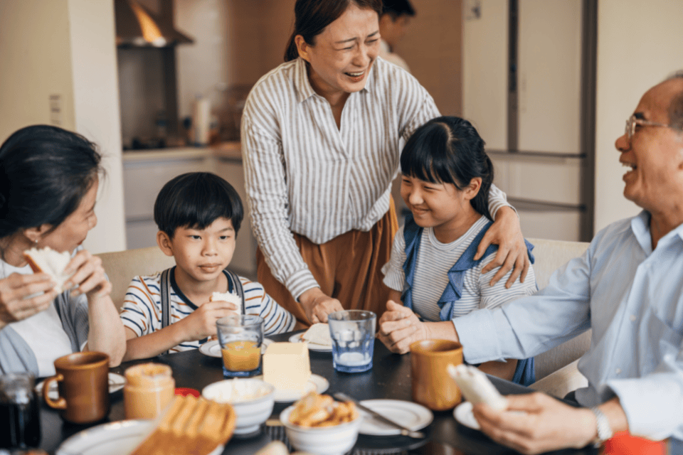 A family cooking together