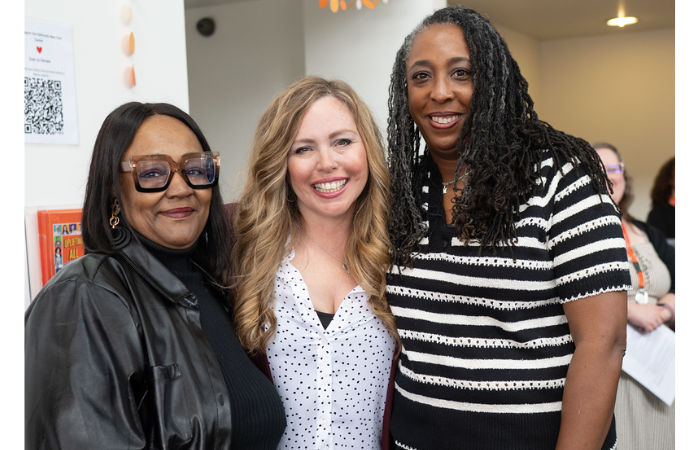 YWCA's Jeanice Hardy (Chief Officer of Programs), Mary Anne Dillon (Vice President of Permanent Housing), and Kresha Green (Senior Director of Emergency Services).