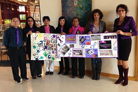 Group of YWCA staff members participating in the annual Week Without Violence campaign