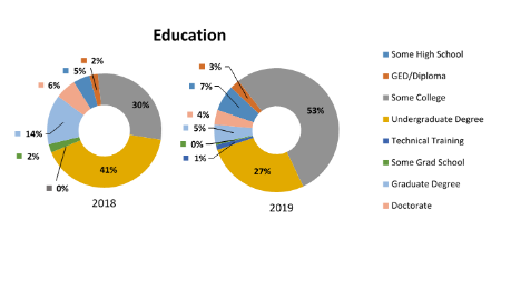 Graph of Volunteer Services 2019 statistics