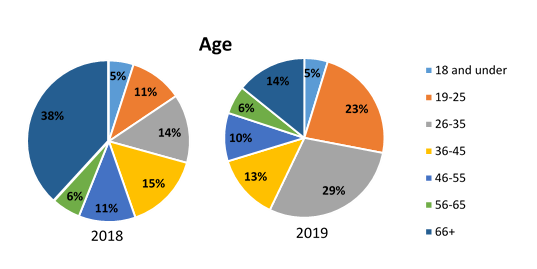 Graph of Volunteer Services 2019 statistics