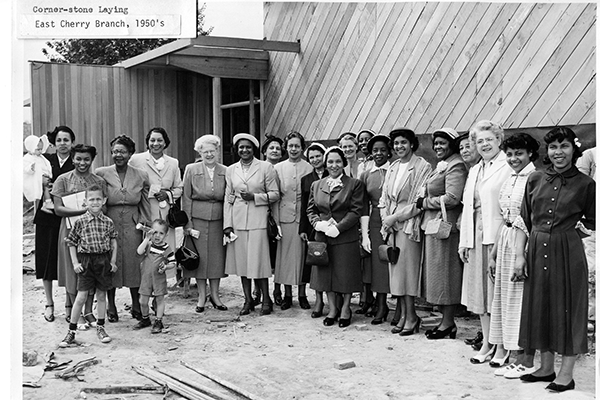  YW women laying the cornerstone at East Cherry Branch, 1952