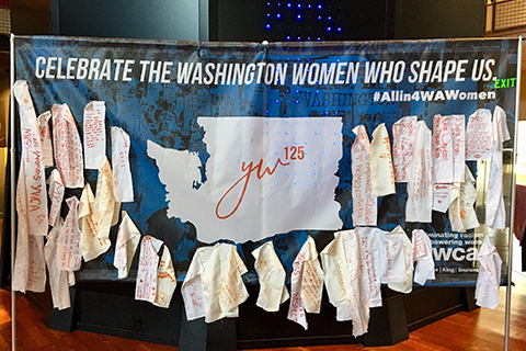 Photo of the YWCA traveling tapestry