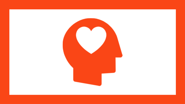 Graphic of head with heart inside icon