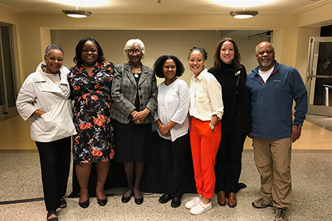 YWCA community members posing with History Cafe speakers