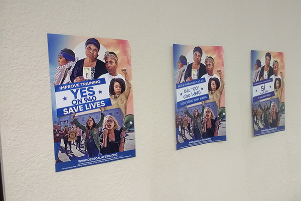 I-940 posters in Southside Commons