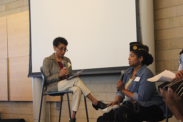 Sheila Sebron, Veteran Service Officer with the American Legion, speaks at YWCA's Stand Against Racism on the challenges facing women veterans in homelessness