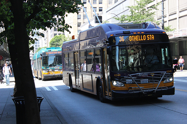 A King County Metro Bus on 3rd Ave in Seattle