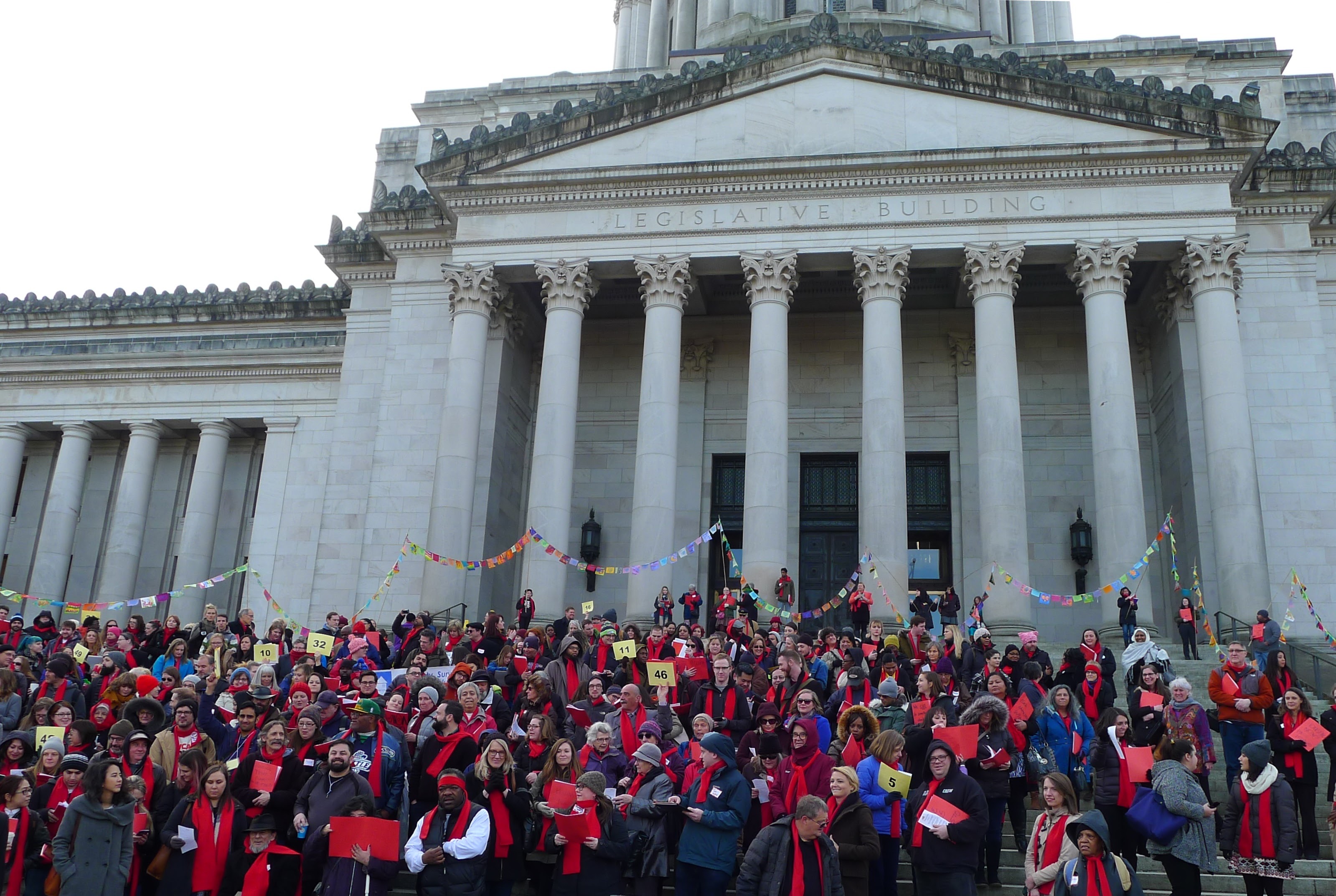 crowd of advocates gathered in front of the legislative building in 2017 for HHAD