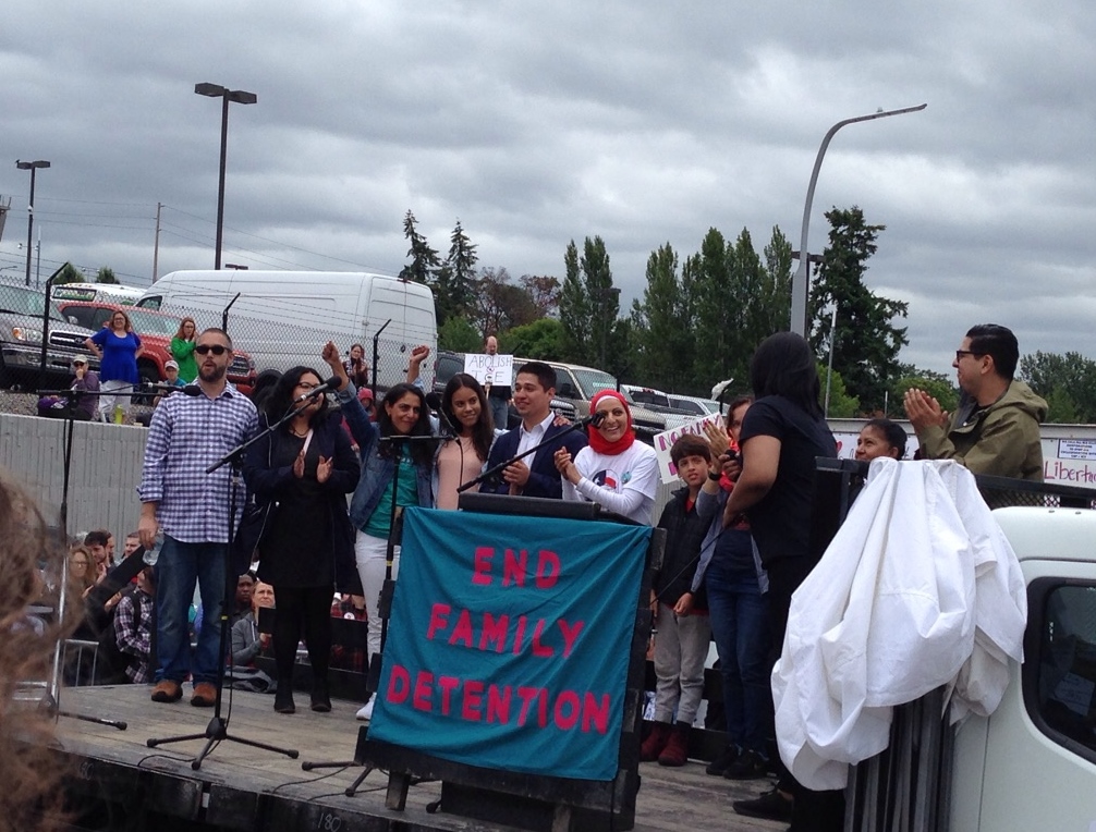 Families Belong Together rally at SeaTac detention center
