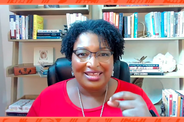 Screen grab of Stacey Abrams from YWCA's 2021 Inspire Luncheon