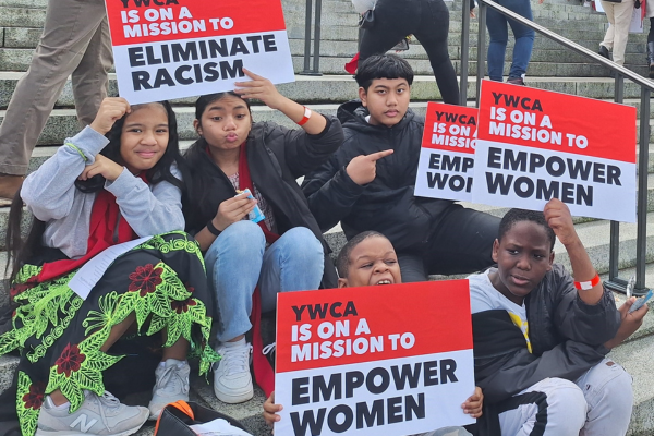 YWCA Willows After-School Program youth on Capitol building steps.