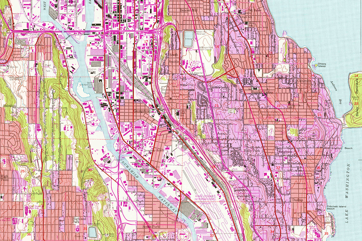 1949 map showing industrial buildings along the Duwamish river