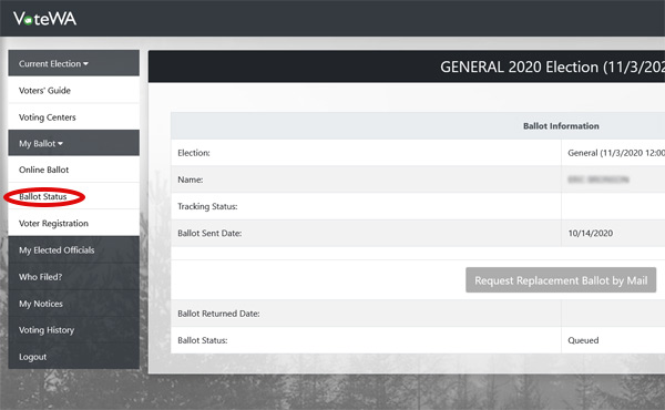 Ballot tracker showing where to see the status of your vote