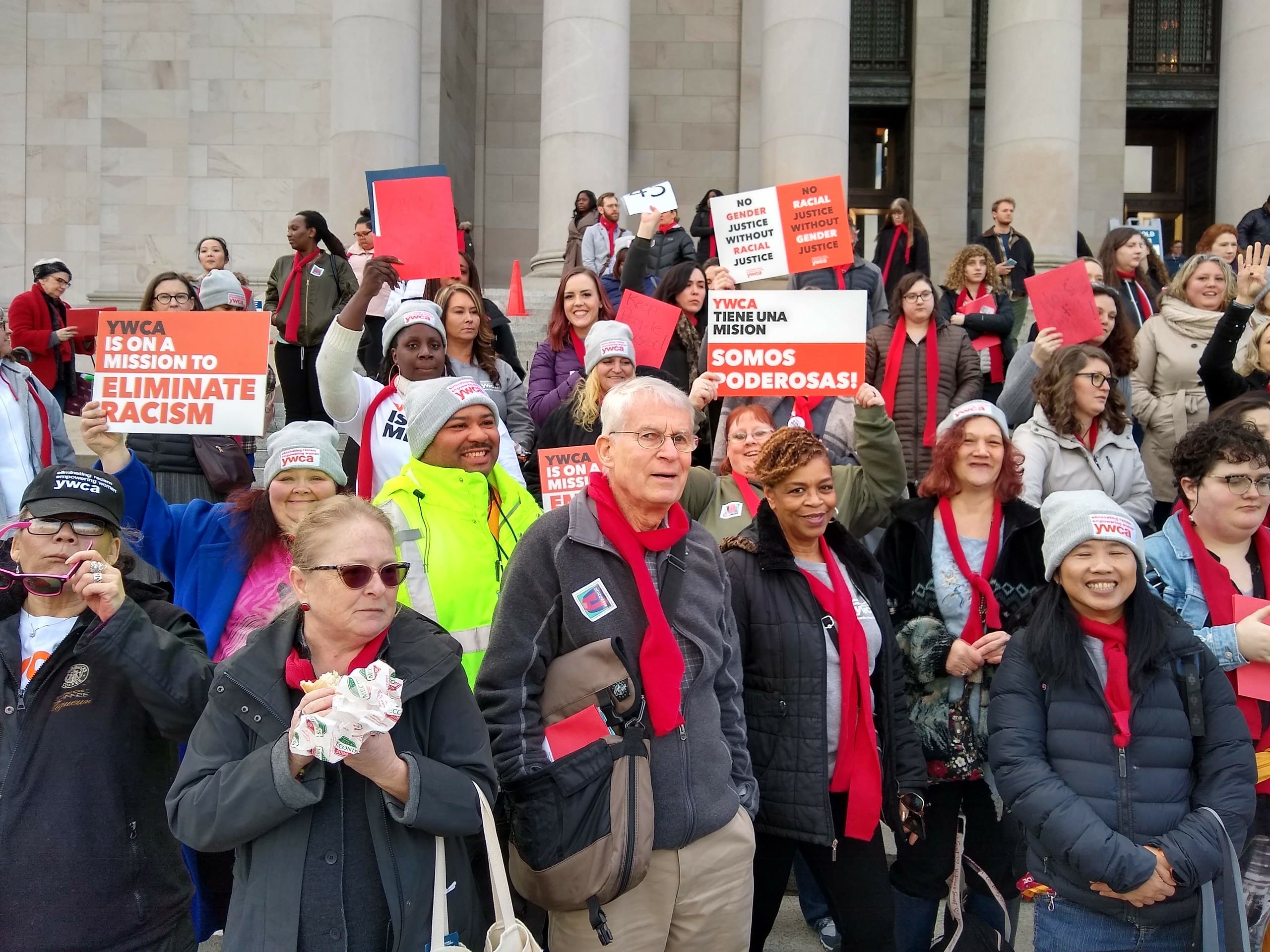 YWCA members and participants rallying