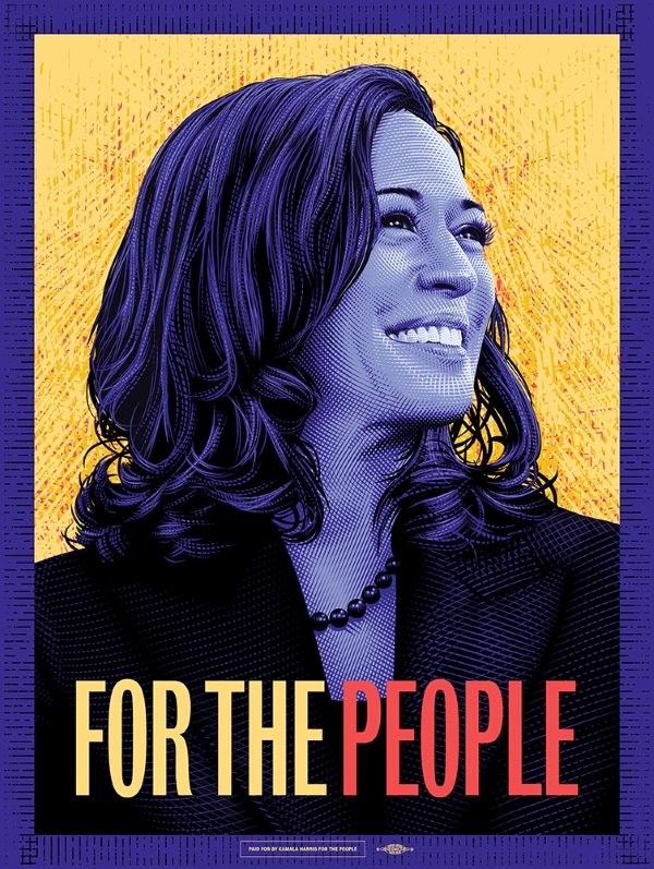 Illustration of Kamala Harris, headline says For the People