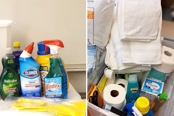Photo of cleaning supplies sitting on the floor