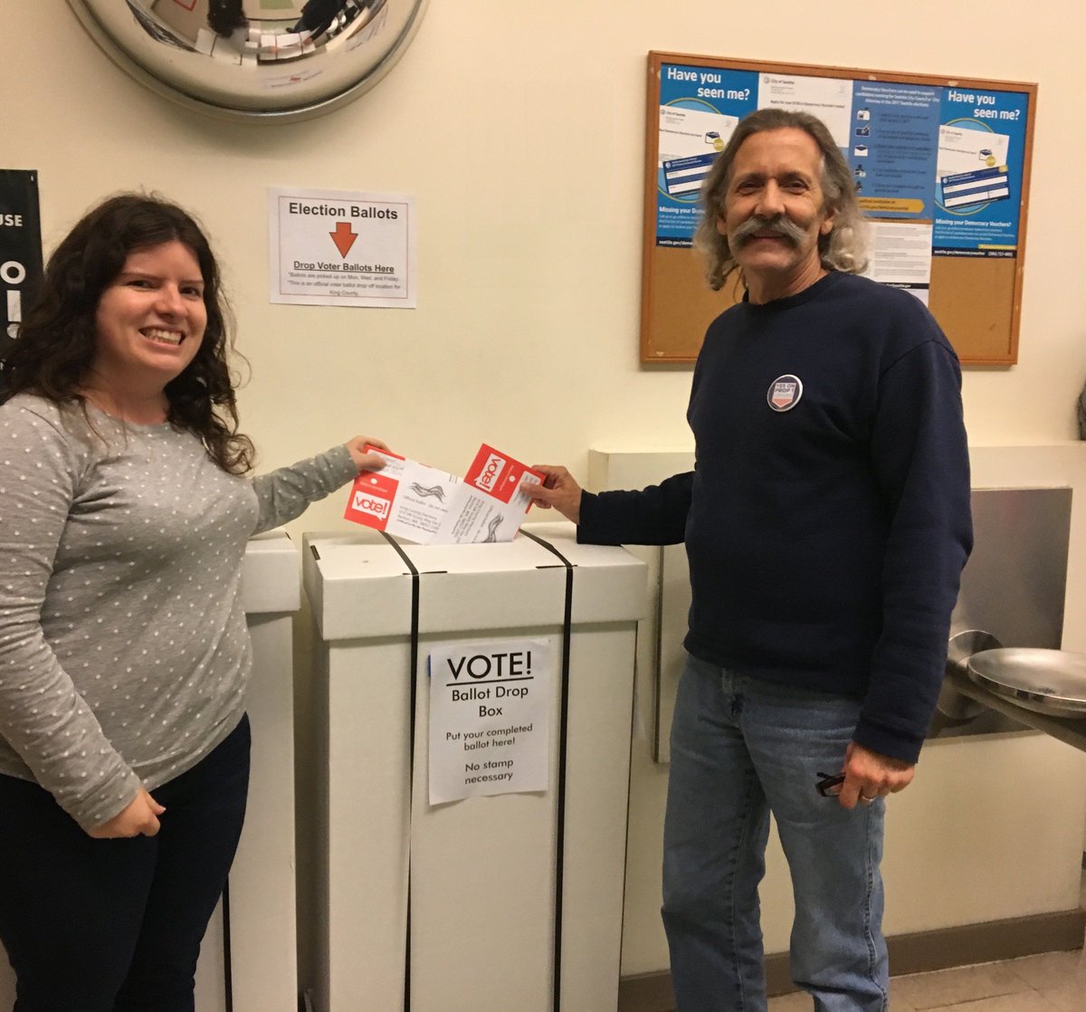 SKCCH staff and volunteers dropping off their ballots together