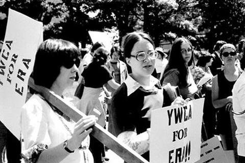 Archival photo of YWCA participating in an Equal Rights Amendment march
