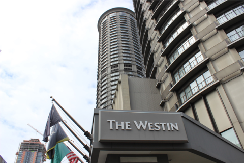The Westin Hotel in Seattle is shown