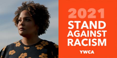 Picture of Ijeoma Oluo with text that says "2021 Stand Against Racism YWCA"
